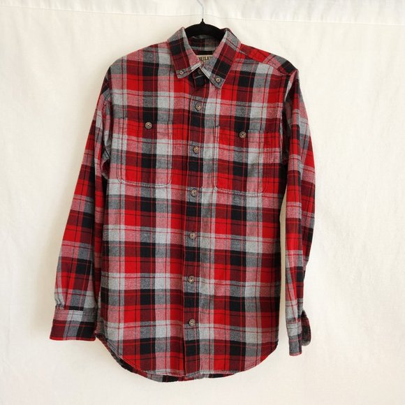 DULUTH Red Gray Plaid Free Swingin' Flannel Trim Fit Shirt Size S LIKE NEW! - Picture 3 of 16